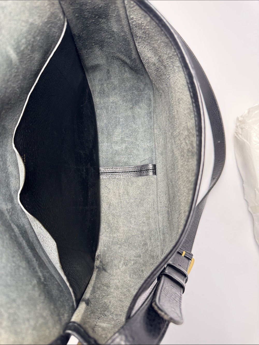 AGNES B. Minimal Black Pebble Leather Crossbody Saddle Satchel Bag  Roomy - Picture 11 of 16